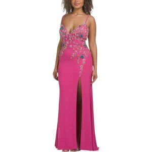 MAC DUGGAL Sleeveless Beaded Floral Gown
